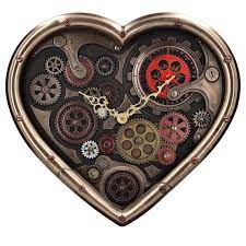 Steampunk Wall Clock Heart With Gears