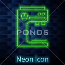 Glowing Neon Line Coffee Machine Icon