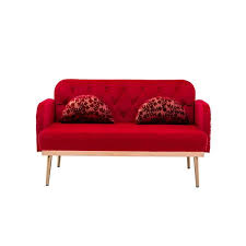 Modern 55 1 In Red Polyester 2 Seater