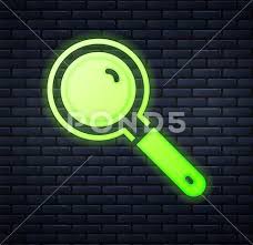Glowing Neon Magnifying Glass Icon