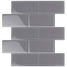 Apollo Tile Dark Gray 3 In X 6 In Polished Glass Mosaic Tile 5 Sq Ft Case