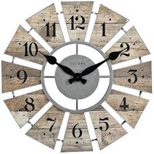 Brown Shiplap Farmhouse Windmill Clock