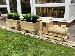 Wooden Planter Train Decorative