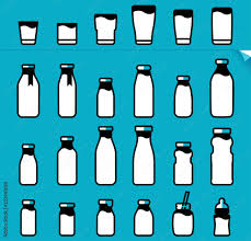Milk Bottle And Glass Mix Milk Volume