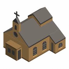 Cartoon Church House Isometric