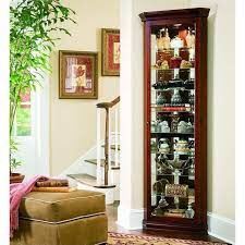 Solid Wood Lighted Corner Curio Cabinet
