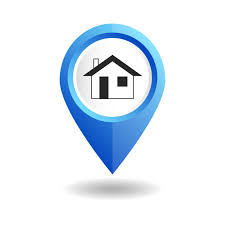 Blue Map Pointer With A Home Icon Gps