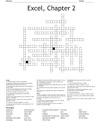 Excel Chapter 2 Crossword Wordmint