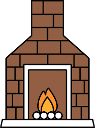 Fireplace Or Chimney Icon In Brown And