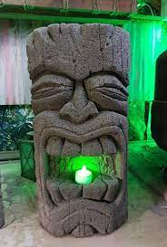 Hand Carved Aircrete Concrete Tiki Head