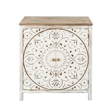 Luxenhome White Washed Wood Storage