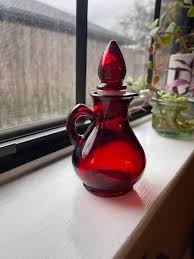 Red Glass Bottle Vintage Avon