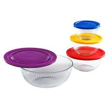 Sculpted Mixing Bowl Set With Lids Pyrex