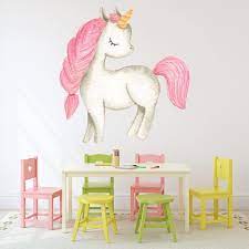 White Pink Unicorn Wall Sticker