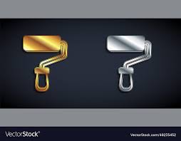 Gold And Silver Paint Roller Brush Icon