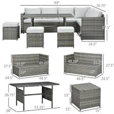 Outsunny 7 Pcs Patio Wicker Furniture Set Outdoor Sectional Conversation