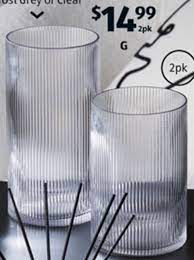 Ribbed Glass Vase 2pk Offer At Aldi