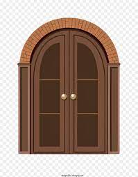 Brown Wooden Door With Two Glass Panes