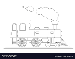 Steam Train Side View Outline Isolated