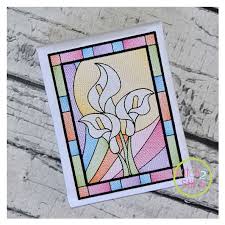 Stained Glass Lilies Sketch Embroidery