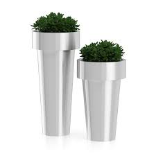 Two Plants In Large Metal Pots 3d
