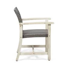 Noble House Hampton Outdoor Acacia Wood Dining Chair In Light Gray Set Of 2