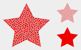 Collage Red Star Icon Composed Of Round