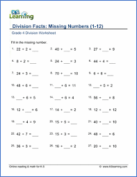 Division Facts Worksheets Missing