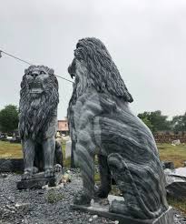 Black Marble Lion Statue For Exterior