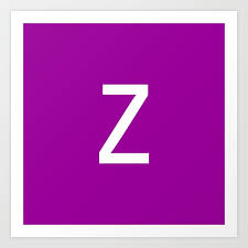 Letter Z White Purple Art Print By
