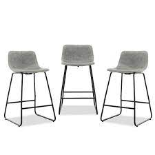 Gray Faux Leather Bar Stools