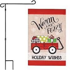 Holiday Wish Wagon 12x18in Burlap