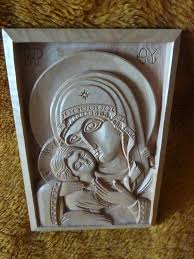 Hand Carved Religious Icon Virgin Mary