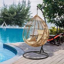 Hanging Armchair Egg Black Resin Rattan