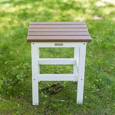Durogreen Icon White And Antique Mahogany Square Plastic Outdoor Side Table