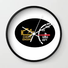 Engine Warning Symbol Icon Wall Clock