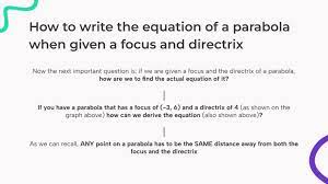 Parabola When Given A Focus And Directrix