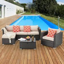 4 Piece Wicker Outdoor Sectional Sofa