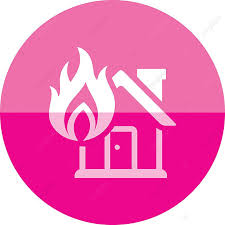 Circle Icon House Fire Icon Color