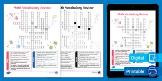 Math Voary Review Crossword For