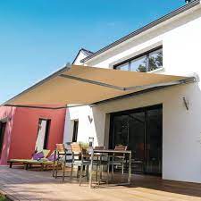 Remote Retractable Patio Awning Khaki
