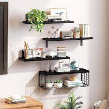 Cubilan 15 7 In W X 5 9 In D X 0 6 In H Black Decorative Wall Shelf 4 Plus 1 Tier Floating Shelves