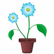Blue Bud Flower Leaf Plant Pot