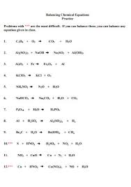 Chemical Equations To Balance Templates