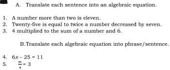 Sentence Into An Algebraic Equation