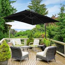 8 2 Ft Square Cantilever Patio Umbrellas With Base In Black