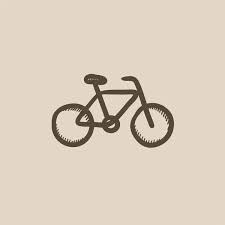 Man Riding Bike Sketch Icon Stock