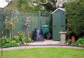 Garden With Compost Bin Stock Photo