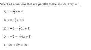 Select All Equations That Are Parallel