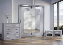 Petra Bedroom Furniture Set Grey Matt